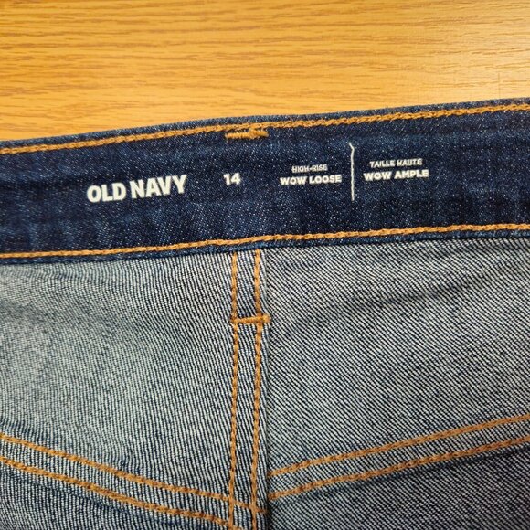 Old Navy Wow Loose fit high rise dark wash Jeans womens size 14 ( 34x26 ) - Picture 6 of 11